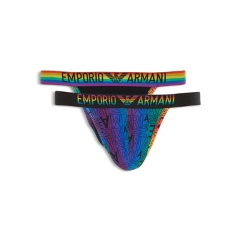 Emporio Armani Rainbow Logo Stretch Cotton Jockstrap 2 Pack Large