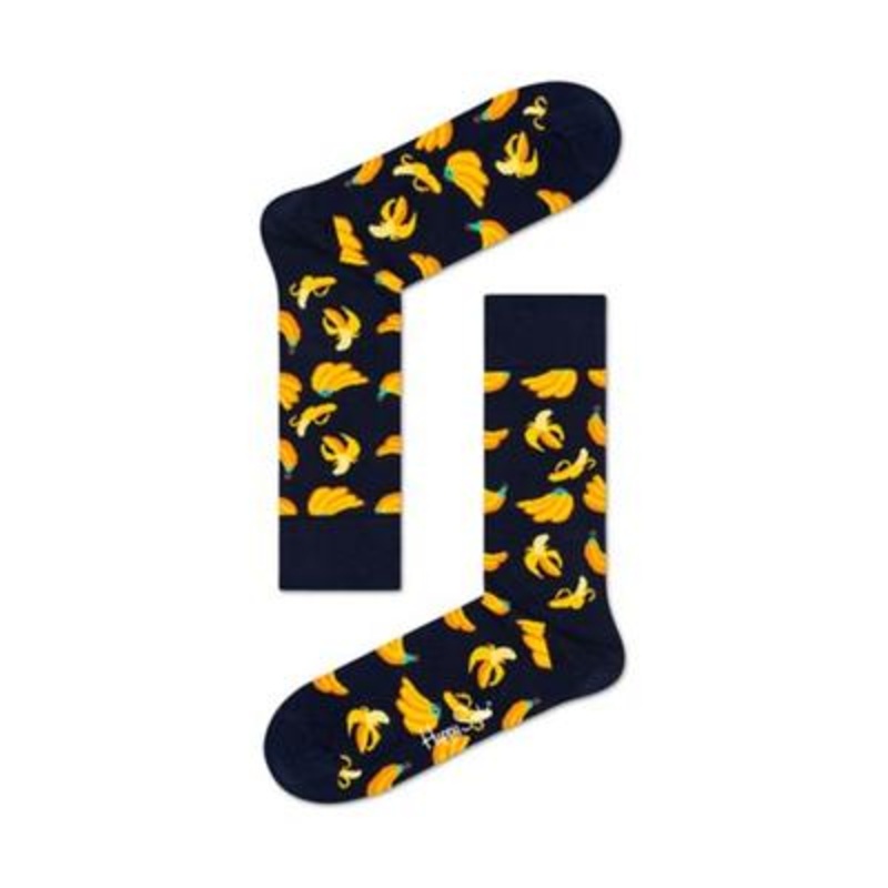 Happy Socks Banana Socks Mens 8-12 Crew Navy
