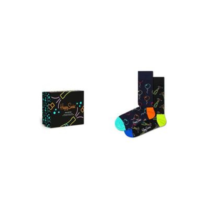 Happy Socks Men's 2-Pack Crew Socks - Black 7-11