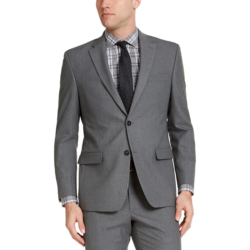 IZOD Men's Classic-Fit Grey Solid Suit Jacket 40S JACKET ONLY Two Button