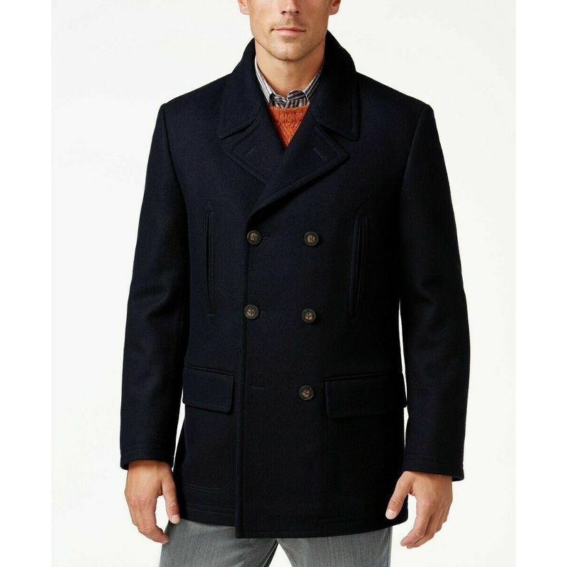 Lauren Ralph Lauren Luke Solid Wool-Blend Peacoat Coat 40L Navy Blue