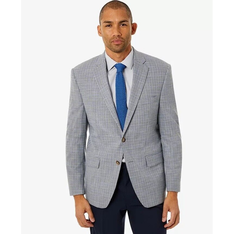 LAUREN RALPH LAUREN Men's UltraFlex Grey & Blue Check Blazer 41R Sport Coat