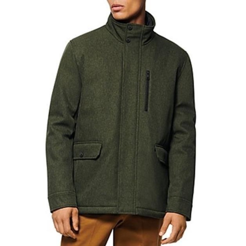 Marc New York Men's Mullins Melange Tech Funnel Collar Jacket Large Olive Green