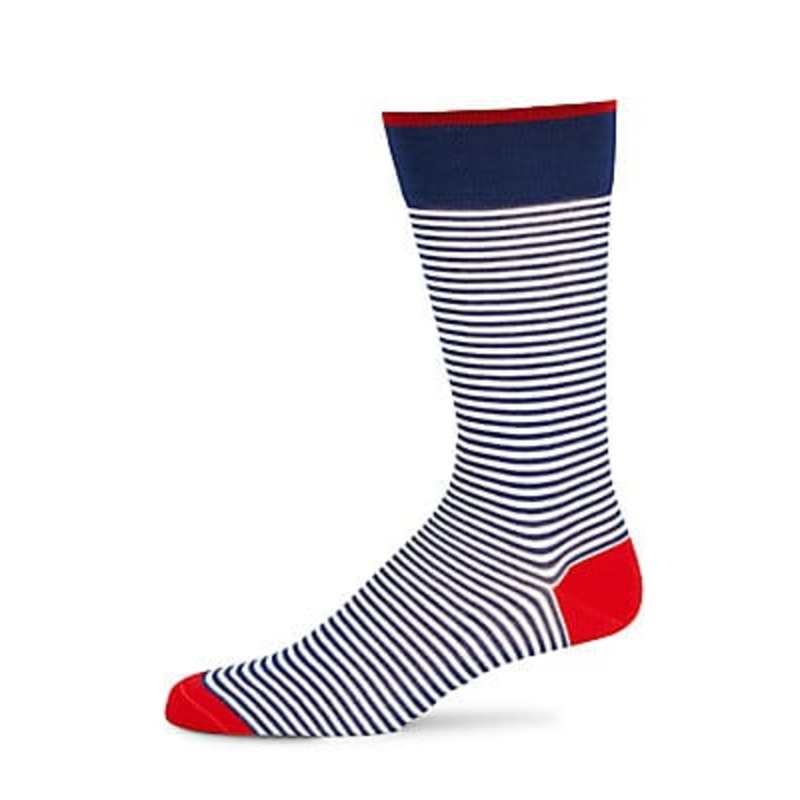 Marcoliani Palio Stripe Blue/white/red Crew Socks 8-11