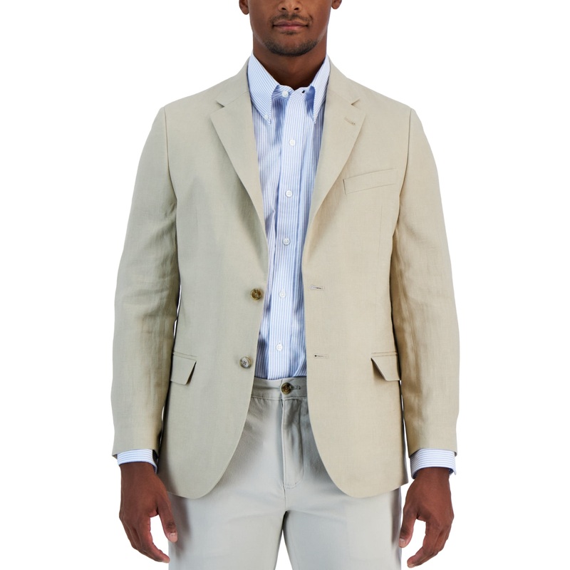 Nautica Mens Modern fit Sport Coat Blazer 44 L Beige Solid