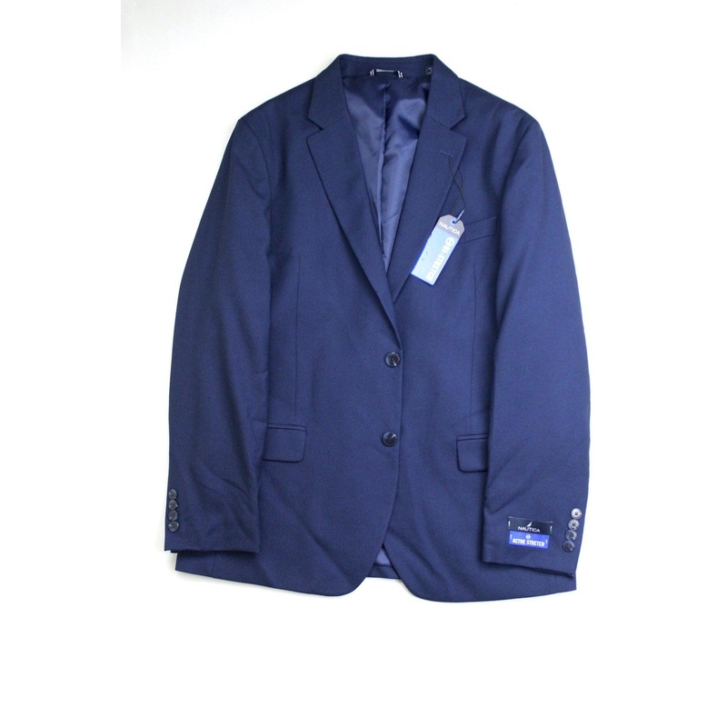 Nautica Mens Modern fit Suit Jacket 38R Blazer Blue Pindot