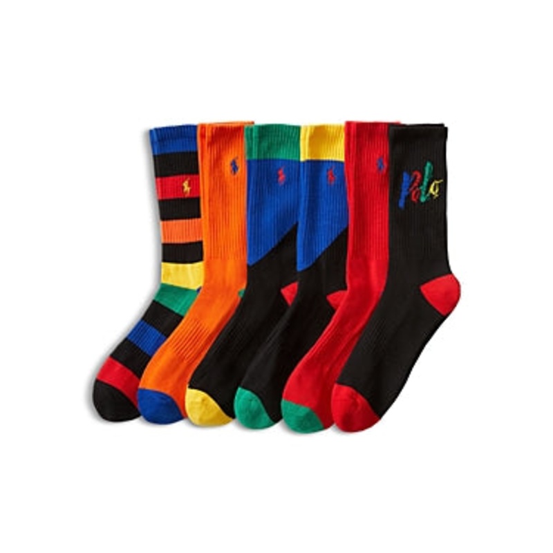 Polo Ralph Lauren Mens 6 Pack Crew Socks Large Multicolor