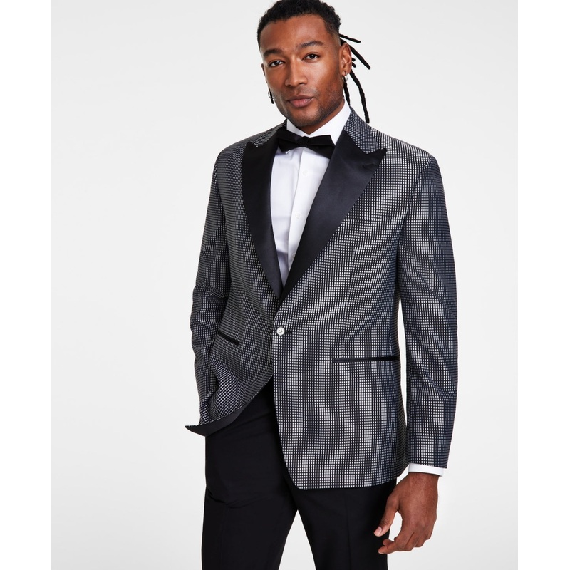 TAYION Mens Classic fit Sport Coat Blazer 52 R Grey Check