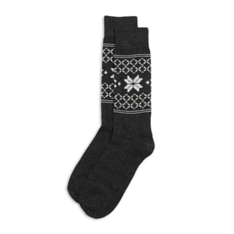 The Men's Store Poinsettia Fair Isle Crew Socks