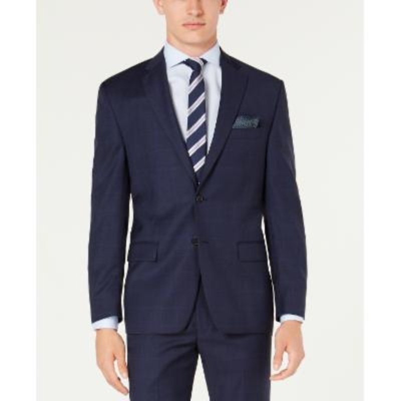 Lauren Ralph Lauren Mens Classic fit Suit Jacket Blazer 60 R Blue Plaid Stretch