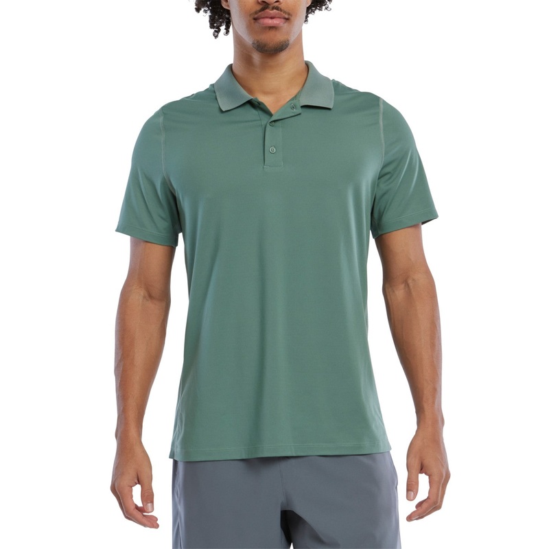Reebok Mens Regular fit Short Sleeve Polo Shirt Large Green Solid