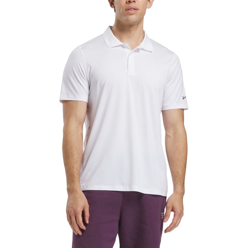 Reebok Mens Regular fit Short Sleeve Polo Shirt Large White Solid