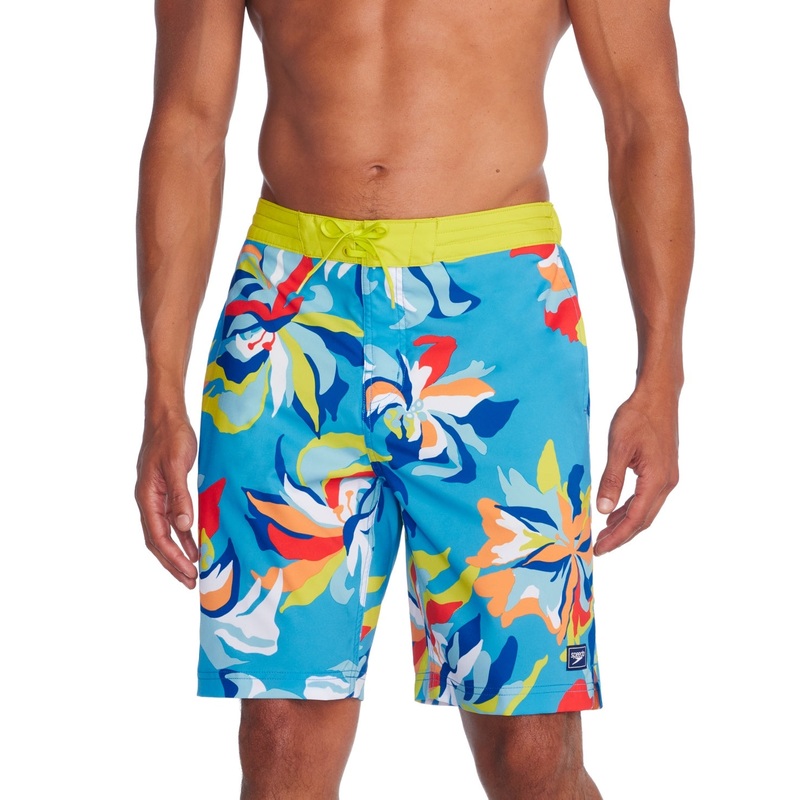 Speedo Mens Regular fit Board Shorts Swimwear Medium 9 Inseam Blue Floral