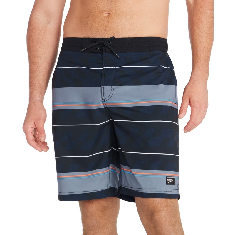 Speedo Mens Regular fit Board Shorts Swimwear Small 9 Inseam Black Striped