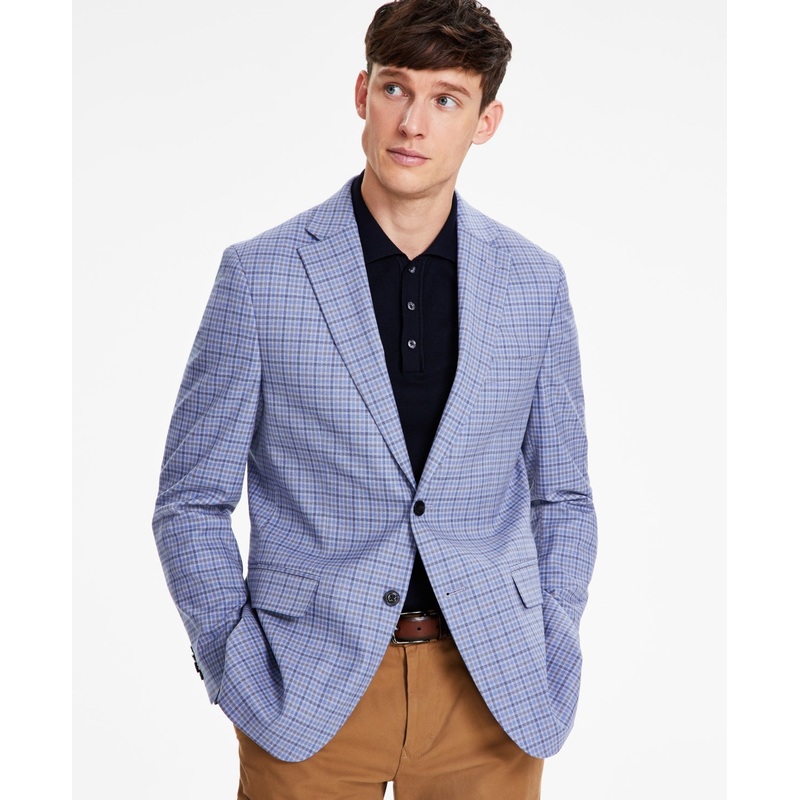 Tommy Hilfiger Mens Modern fit Sport Coat Blazer 40 R Blue Grey Check