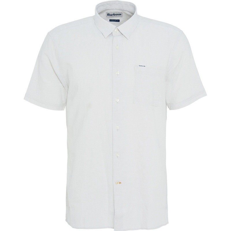 Barbour Mens Regular fit Short Sleeve Button-Up Shirt XL Beige