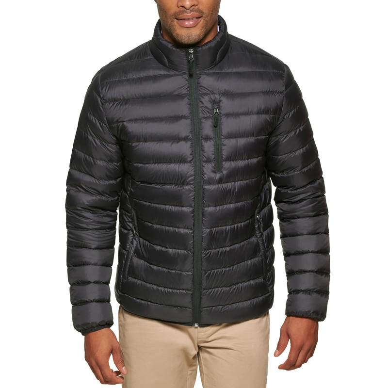Club Room Mens Classic fit Puffer Jacket Coat XL Black Solid Packable