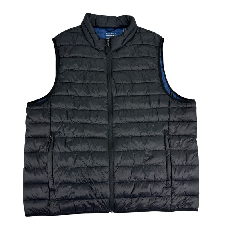Club Room Mens Regular fit Puffer Jacket Vest Large Black Solid Packable
