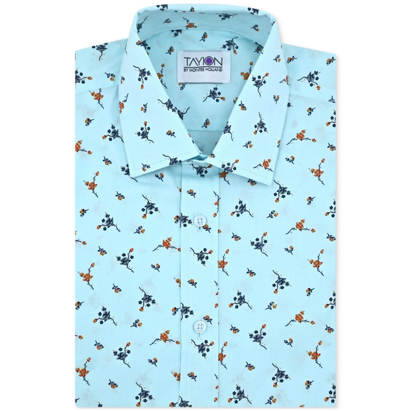 Tayion Collection Mens Regular fit Long Sleeve Button-Up Shirt Medium Blue