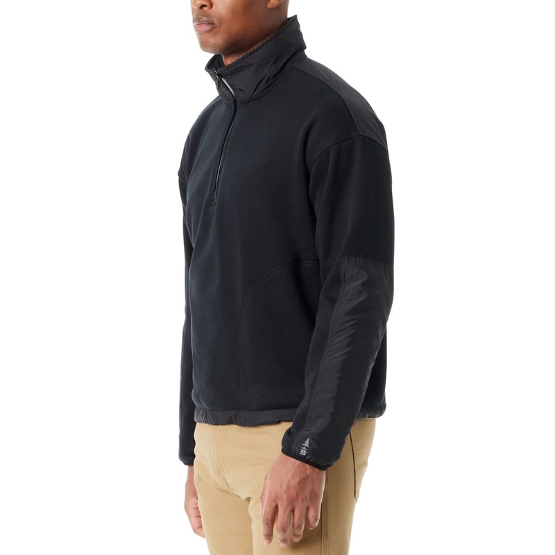 Bass Outdoor Mens Regular Fit Convertible Hood Quarter Zip Sweater Black Large