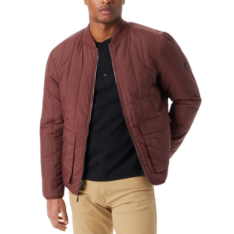 Bass Outdoor Mens Regular fit Full Zip Coat Large Brown Solid Reversible