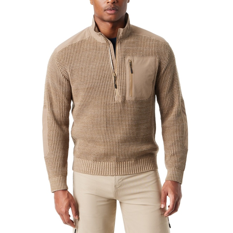 Bass Outdoor Mens Regular fit Long Sleeve Quarter Zip Sweater XXL Beige