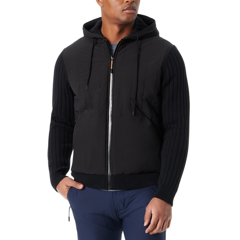 Bass Outdoor Mens Regular fit Zip Mixed Media Sweater Jacket Coat Medium Black