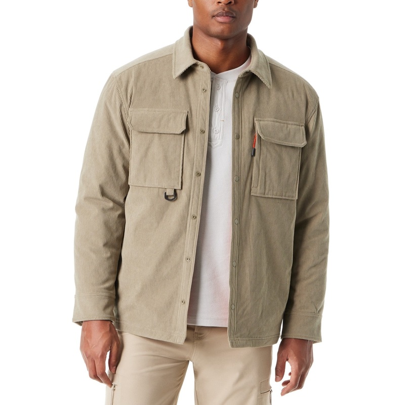 Bass Outdoor Mens Relaxed fit Shacket Coat Large Beige Solid