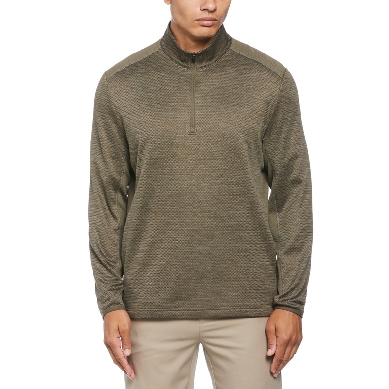 Pga Tour Mens Regular fit Long Sleeve Quarter zip Sweatshirt Small Green Solid