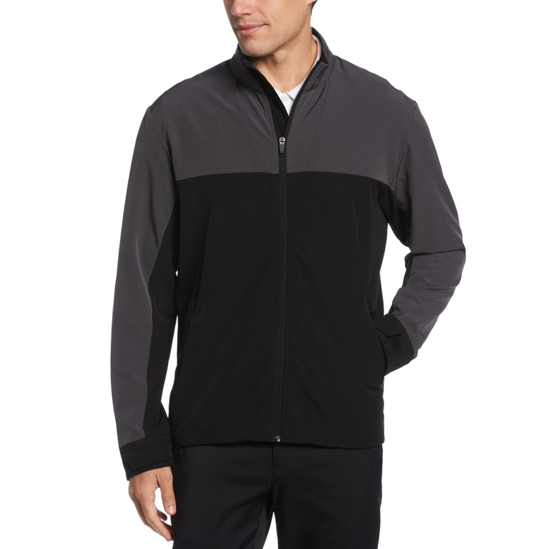 Pga Tour Mens Regular fit Shield Series Golf Jacket Full Zip Coat Large Black Grey