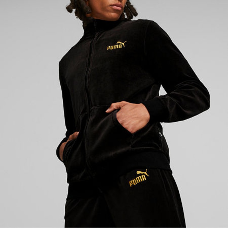 PUMA Mens Regular fit Track Jacket Coat Large Black Solid Lightweight