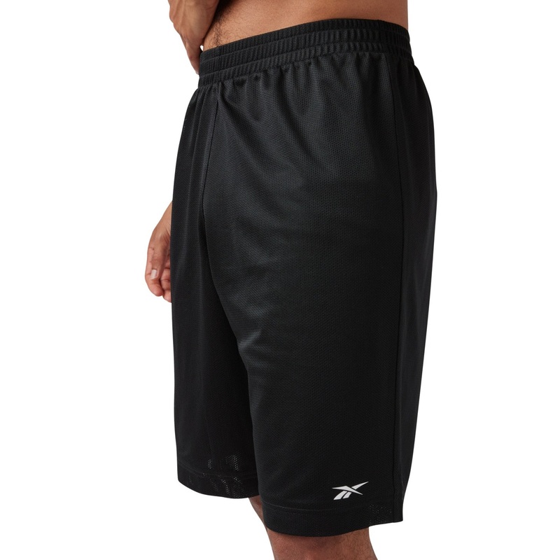 Reebok Mens Regular fit Casual Mesh Basketball Shorts Large / 10 Black Solid