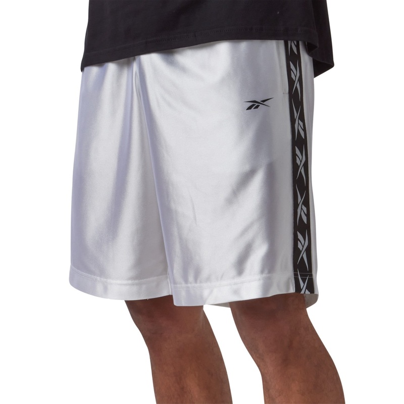 Reebok Mens Regular fit Dazzle Taped Basketball Shorts XL / 10 White Solid