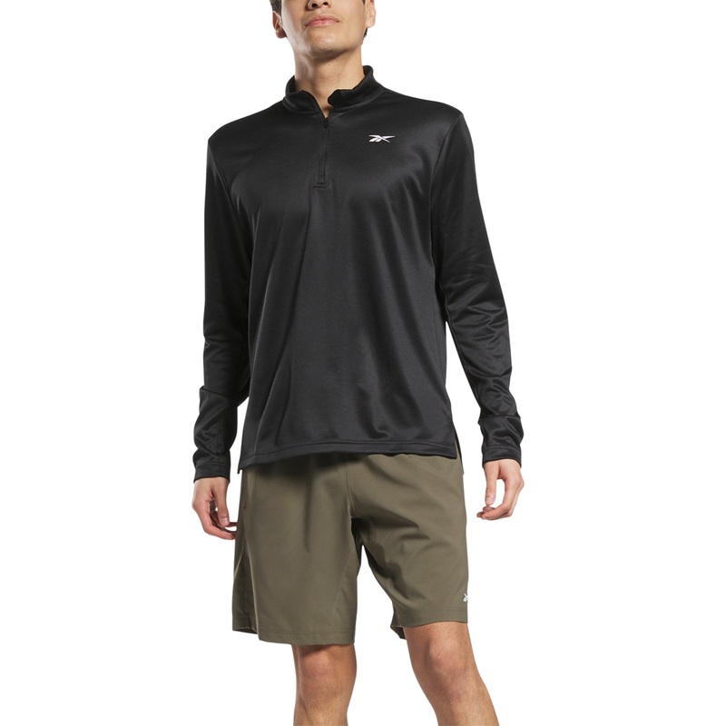 Reebok Mens Regular fit Quarter zip Sweatshirt Medium Black Solid