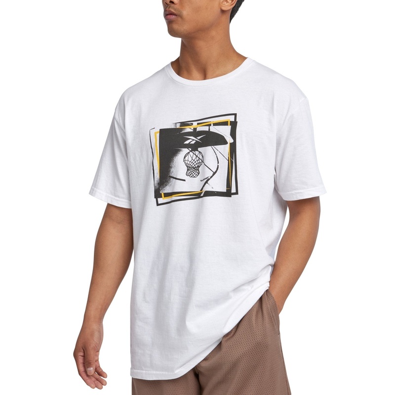 Reebok Mens Regular fit Short Sleeve Graphic T-Shirt Shirt Small White Solid