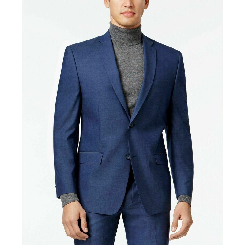 Andrew Marc Men's Stretch Classic-Fit Blue Neat Suit Jacket 40R