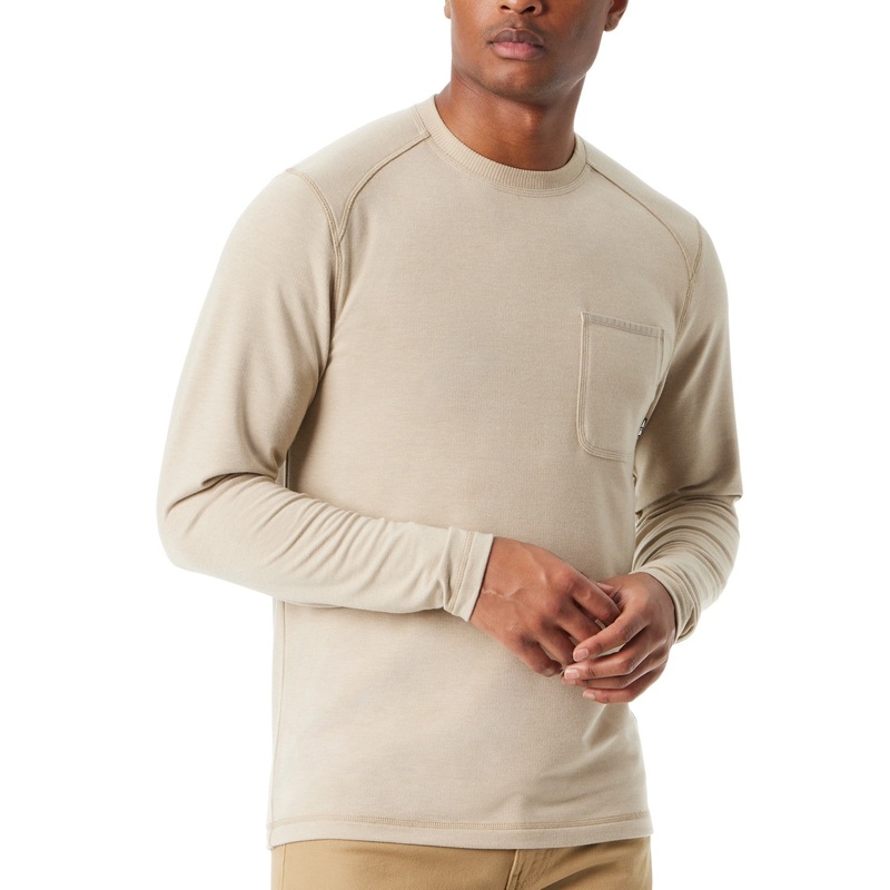 Bass Outdoor Men Regular fit Long Sleeve T-Shirt Shirt Large Beige Solid