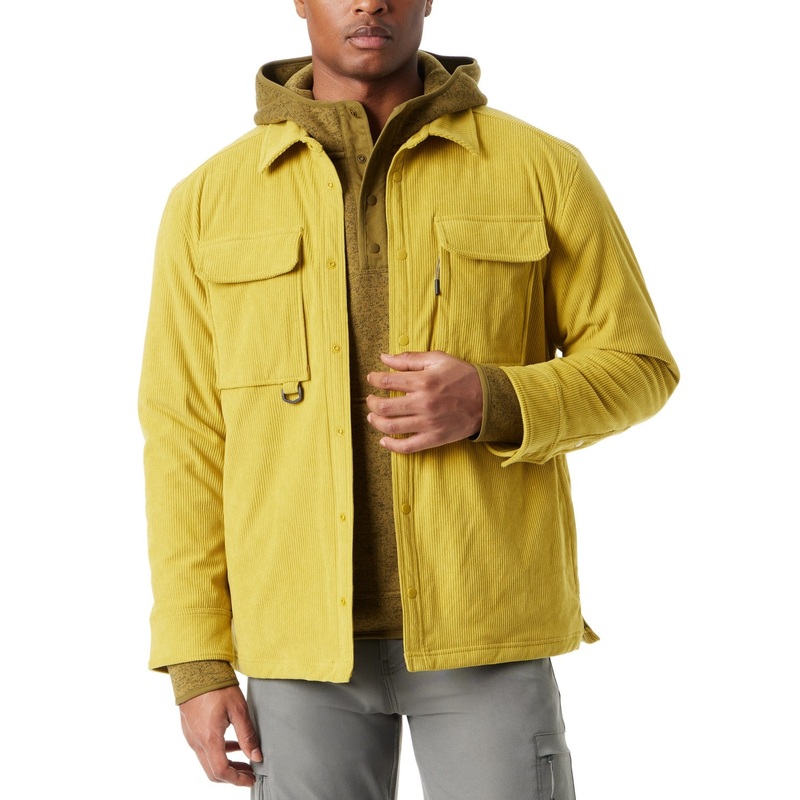Bass Outdoor Mens Corduroy Relaxed fit Shacket Shirt Jacket Small Green Solid
