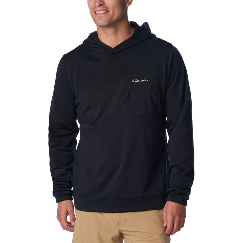Columbia Mens Regular fit Hoodie Sweatshirt Large Black Solid Moisture Wicking