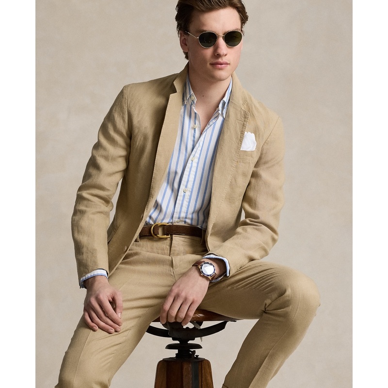 Polo Ralph Lauren Men's Soft Modern Linen Suit Jacket Sport Coat 38R Tan Beige