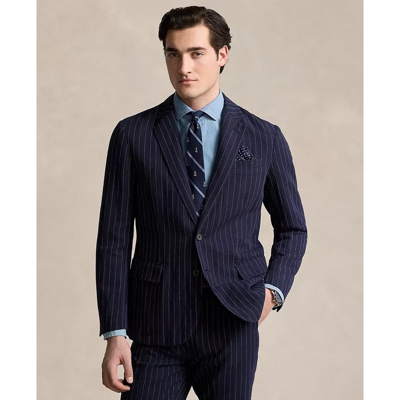 Polo Ralph Lauren Men's Soft Pinstriped Sport Coat Blazer 48R Navy Blue
