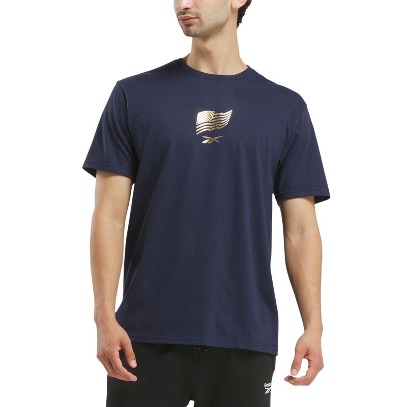 Reebok Mens Regular fit Short Sleeve T-Shirt Shirt Large Blue Solid