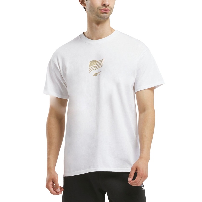 Reebok Mens Regular fit Short Sleeve T-Shirt Shirt Large White Solid