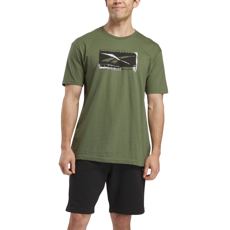 Reebok Mens Regular fit Short Sleeve T-Shirt Shirt XL Green Solid