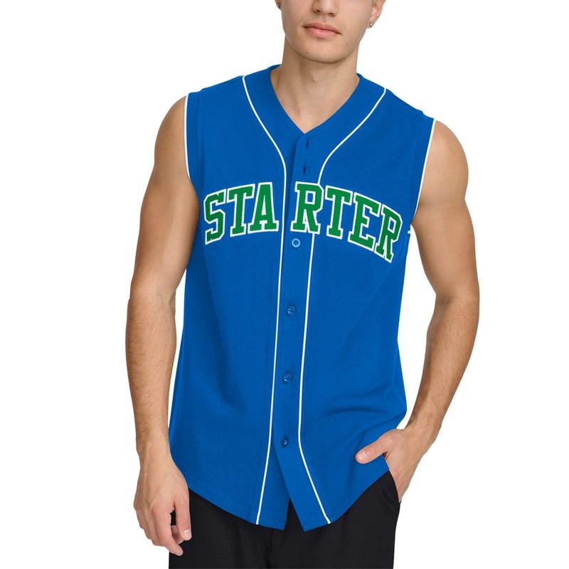 Starter Men Regular fit Sleeveless Button-Up Shirt XL Blue