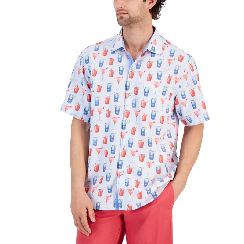 Tommy Bahama Men Classic fit Short Sleeve Button-Up Shirt XXXL Blue