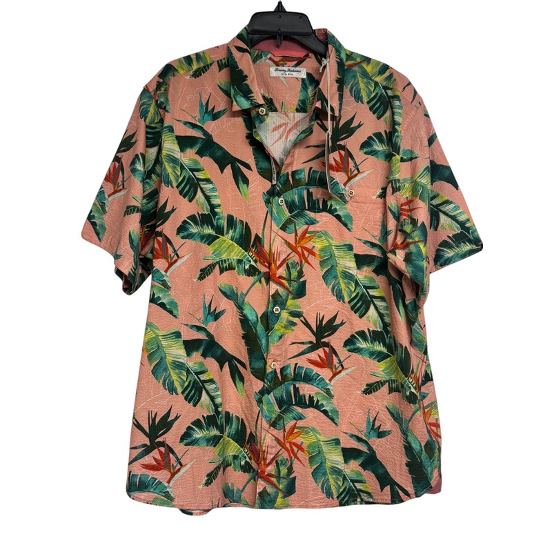 Tommy Bahama Mens Nova Wave Hawaiian Button Shirt XL Pink Short Sleeve