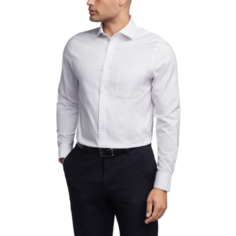Tommy Hilfiger Mens Regular fit Long Sleeve Button-Up Shirt Large White Check