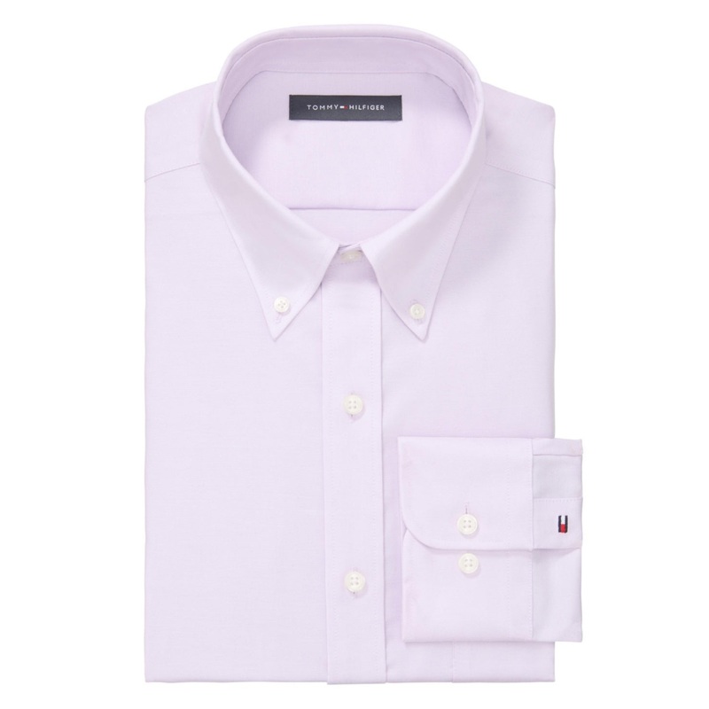 Tommy Hilfiger Mens Regular fit Long Sleeve Button-Up Shirt XXL Purple Stretch