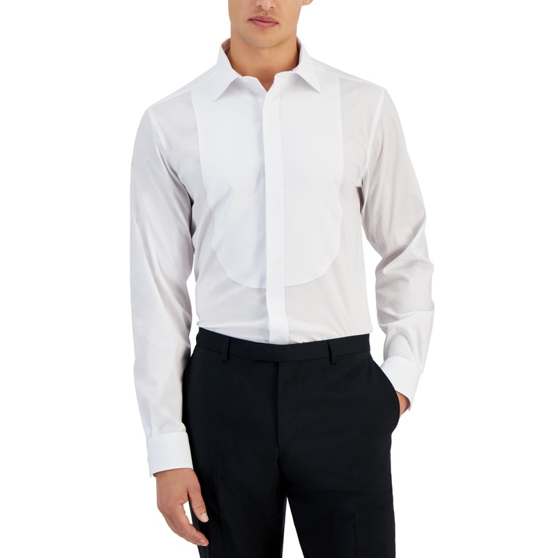 Alfani Men Slim fit Long Sleeve Button-Up Shirt XL White Solid